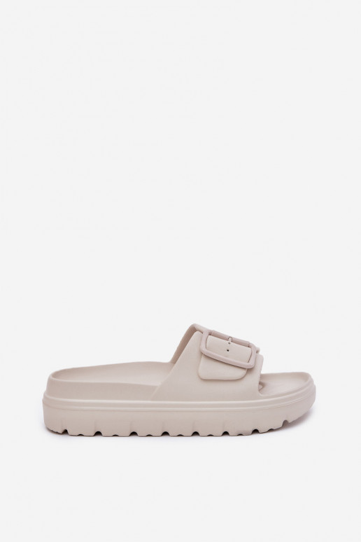 Pantoufles pour femmes Pantoufles légères avec une plateforme avec boucles beige Viasara Pantoufles pour femmes Pantoufles légères avec une plateforme avec boucles beige Viasara