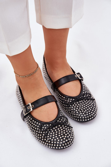 Ballerines décorées avec des nœuds et des rubans Zdivisa de couleur noire