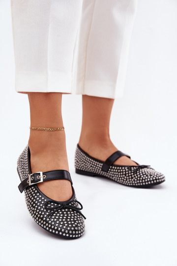 Ballerines décorées avec des nœuds et des rubans Zdivisa de couleur noire 2