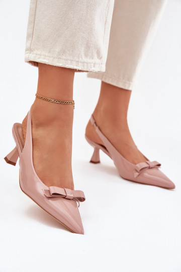 avec effet vernis des sandales avec des talons fins avec des rubans Nude Activéylna 2