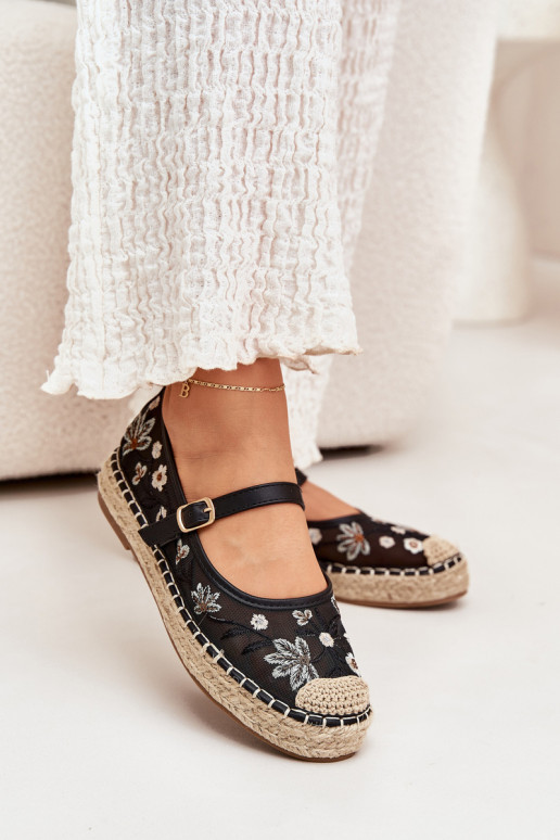 grille espadrilles Z Haftem avec une plateforme couleur noire Laxisa grille espadrilles Z Haftem avec une plateforme couleur noire Laxisa
