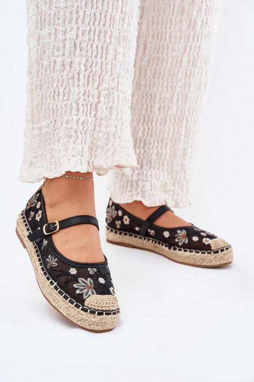 grille espadrilles Z Haftem avec une plateforme couleur noire Laxisa grille espadrilles Z Haftem avec une plateforme couleur noire Laxisa