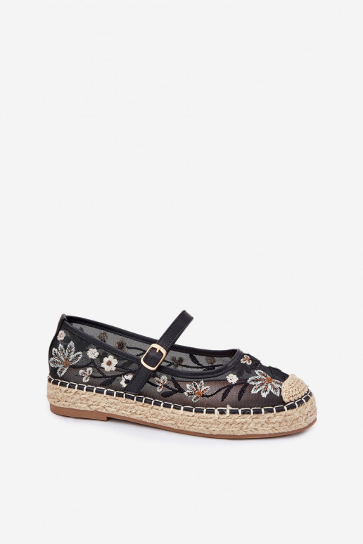 grille espadrilles Z Haftem avec une plateforme couleur noire Laxisa grille espadrilles Z Haftem avec une plateforme couleur noire Laxisa