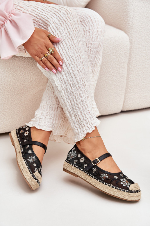 grille espadrilles Z Haftem avec une plateforme couleur noire Laxisa grille espadrilles Z Haftem avec une plateforme couleur noire Laxisa