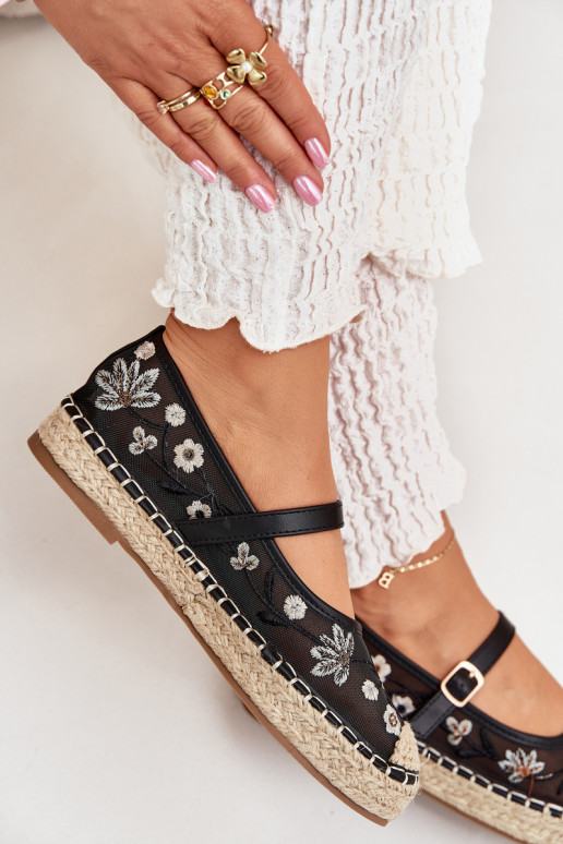 grille espadrilles Z Haftem avec une plateforme couleur noire Laxisa grille espadrilles Z Haftem avec une plateforme couleur noire Laxisa