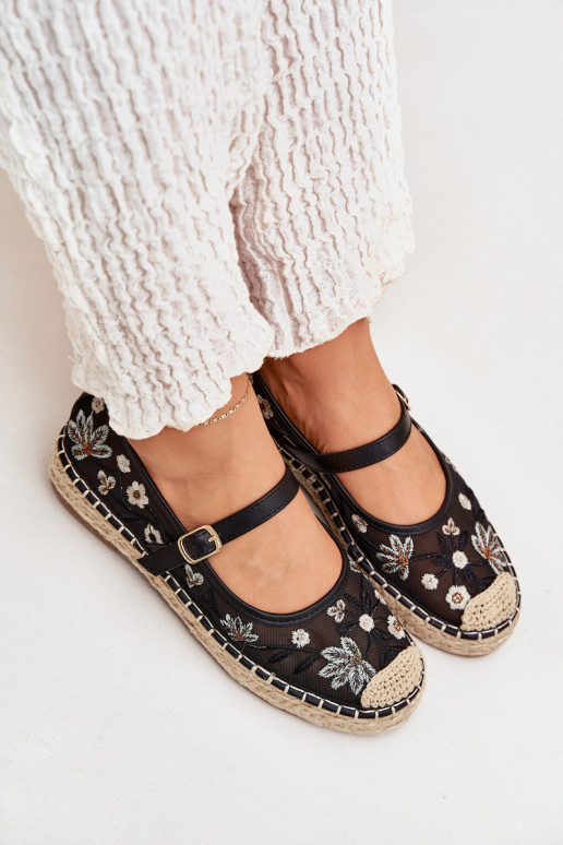 grille espadrilles Z Haftem avec une plateforme couleur noire Laxisa grille espadrilles Z Haftem avec une plateforme couleur noire Laxisa