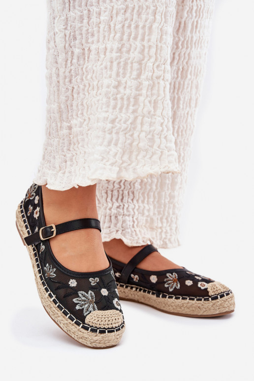 grille espadrilles Z Haftem avec une plateforme couleur noire Laxisa grille espadrilles Z Haftem avec une plateforme couleur noire Laxisa