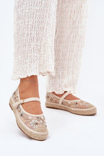 grille espadrilles Z Haftem avec une plateforme beige Laxisa