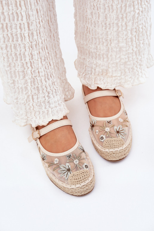 grille espadrilles Z Haftem avec une plateforme beige Laxisa