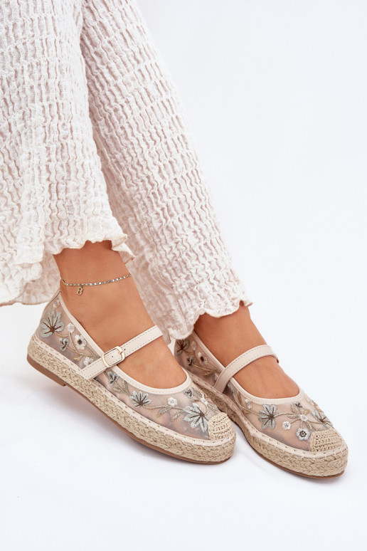 grille espadrilles Z Haftem avec une plateforme beige Laxisa
