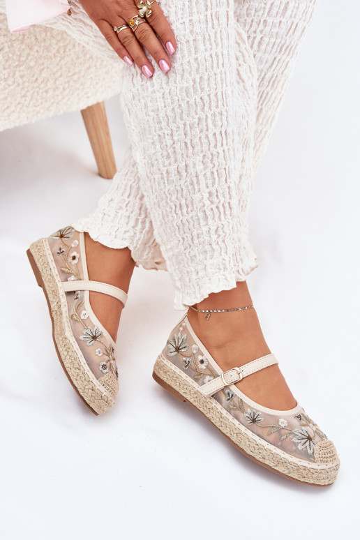 grille espadrilles Z Haftem avec une plateforme beige Laxisa