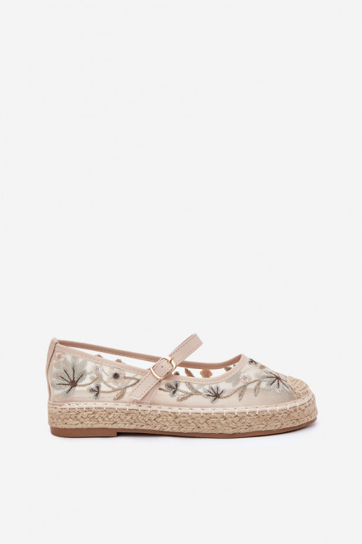 grille espadrilles Z Haftem avec une plateforme beige Laxisa