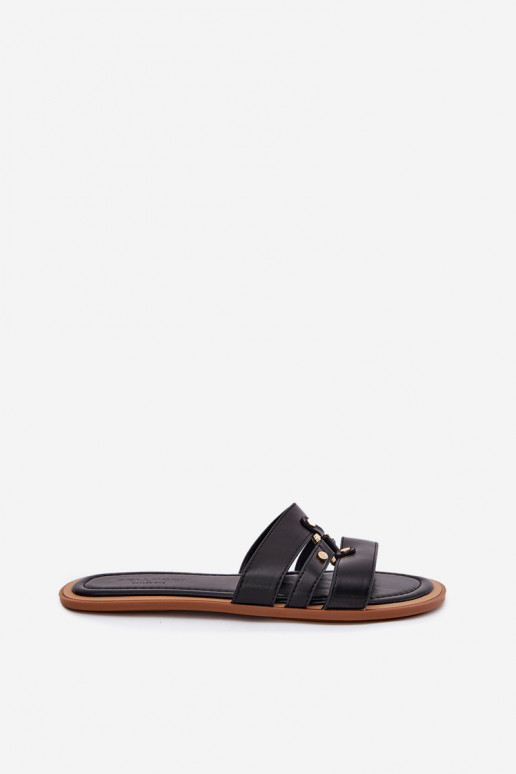 isocèle Pantoufles pour femmes Ze couleur doréem Detalem couleur noire Noroti