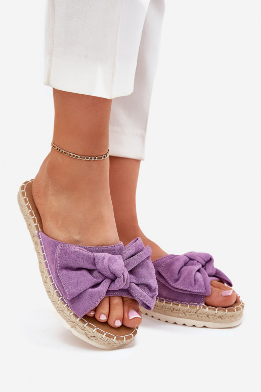 Pantoufles pour femmes avec une plateforme Avec tresse I Kokardką Couleur violette Alpireda Pantoufles pour femmes avec une plateforme Avec tresse I Kokardką Couleur violette Alpireda