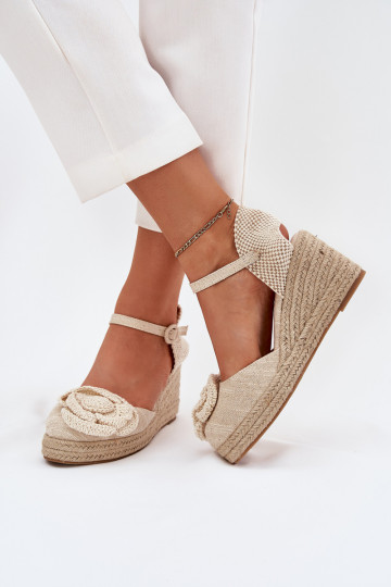 Féminin Sandales à plateforme Avec tresse I SzydełkoÀym Une fleur beige Ismilea 2