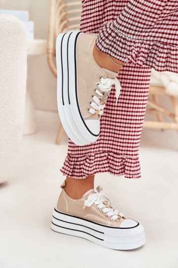 Chaussures de loisirs avec une plateforme Ze couleur doréemi Przypinkami beige Fiorina 2