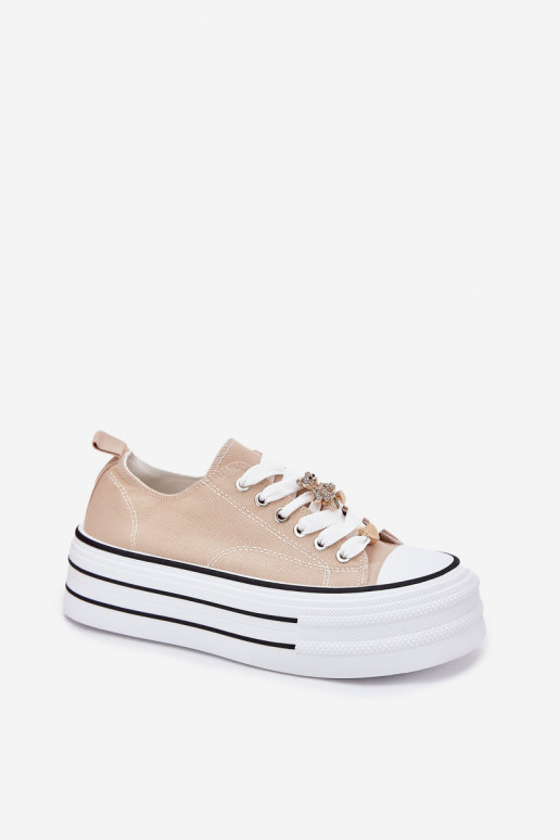 Chaussures de loisirs avec une plateforme Ze couleur doréemi Przypinkami beige Fiorina Chaussures de loisirs avec une plateforme Ze couleur doréemi Przypinkami beige Fiorina