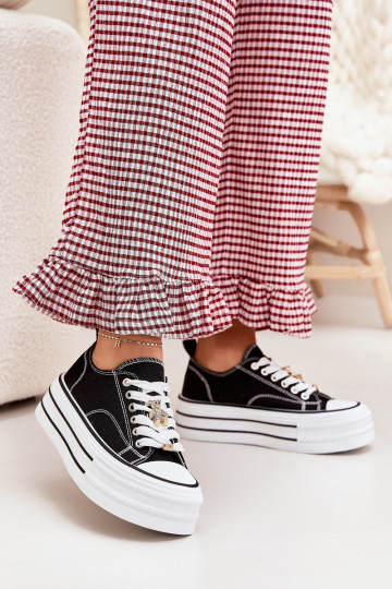 Chaussures de loisirs avec une plateforme Ze couleur doréemi Przypinkami couleur noire Fiorina 2