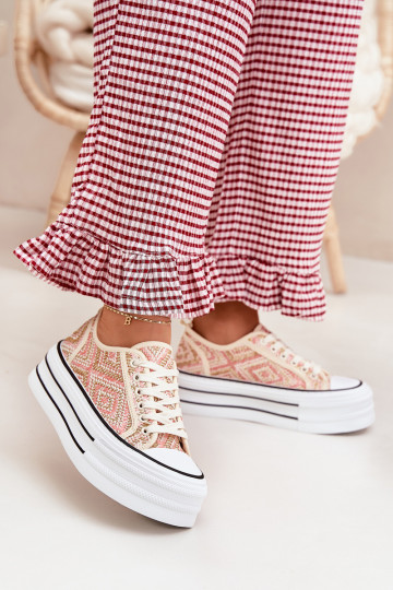 Faible Chaussures de loisirs avec une plateforme couleur rose Melina