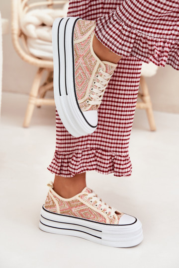 Faible Chaussures de loisirs avec une plateforme couleur rose Melina 2