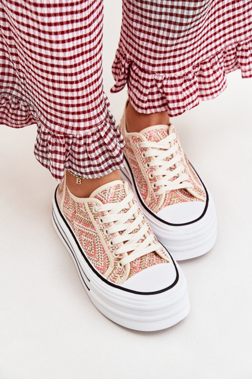 Faible Chaussures de loisirs avec une plateforme couleur rose Melina