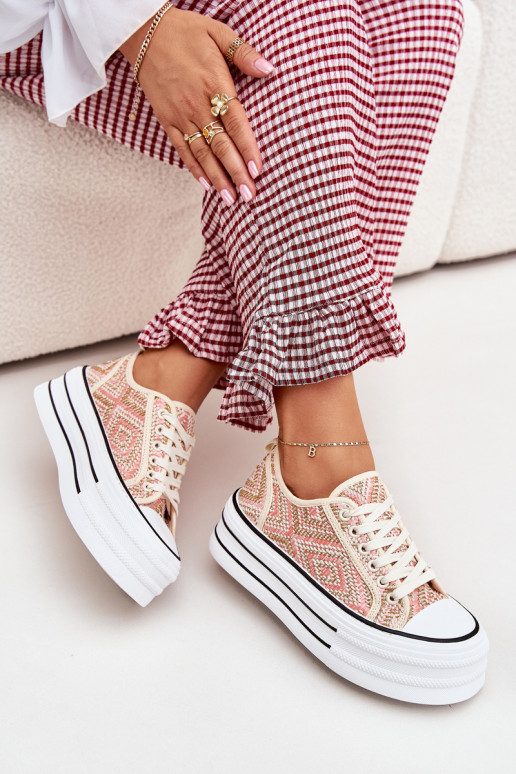 Faible Chaussures de loisirs avec une plateforme couleur rose Melina