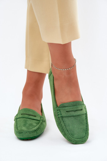 Mocassins élégants en daim couleur verte Lenvie 2