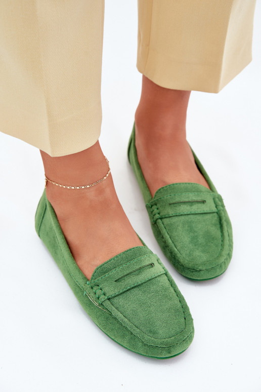 Mocassins élégants en daim couleur verte Lenvie