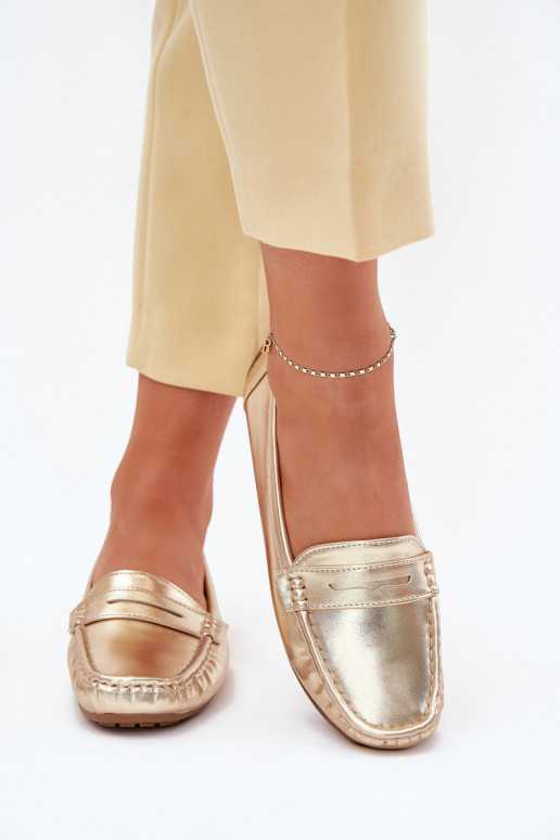 Féminin Eko Peau Mocassins couleur dorée Lenvie