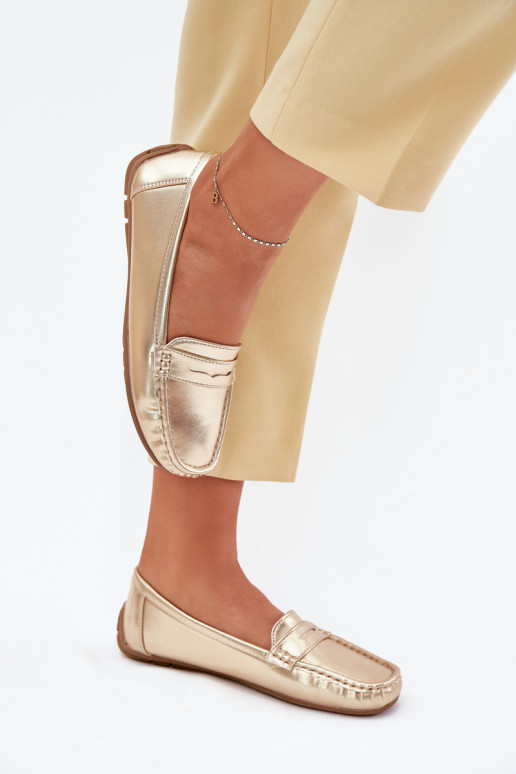 Féminin Eko Peau Mocassins couleur dorée Lenvie