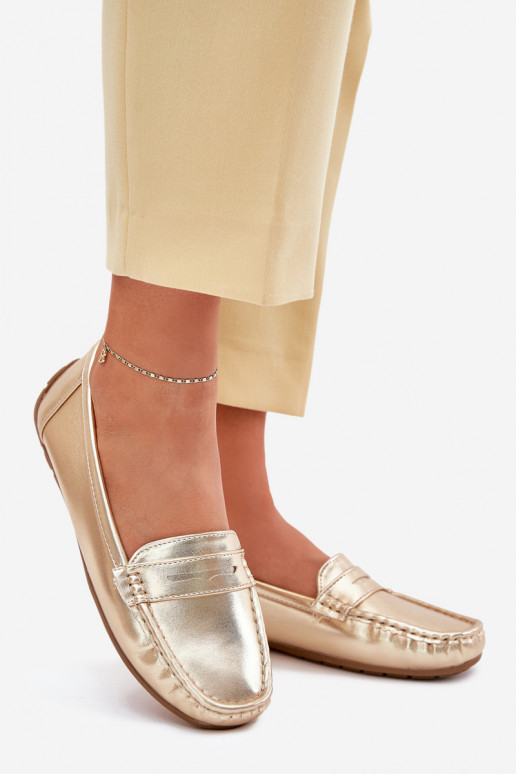 Féminin Eko Peau Mocassins couleur dorée Lenvie