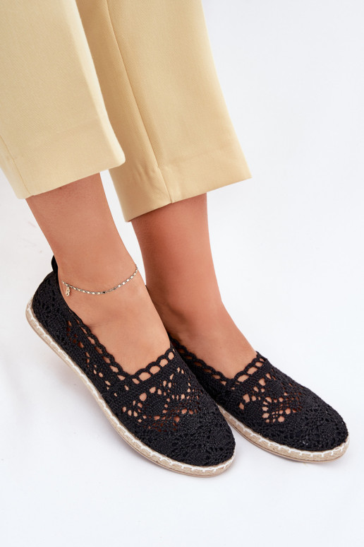 espadrilles en dentelle Féminin couleur noire Adelira