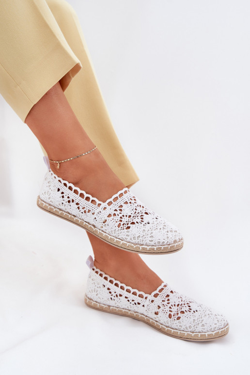 espadrilles en dentelle Féminin couleur blanche Adelira