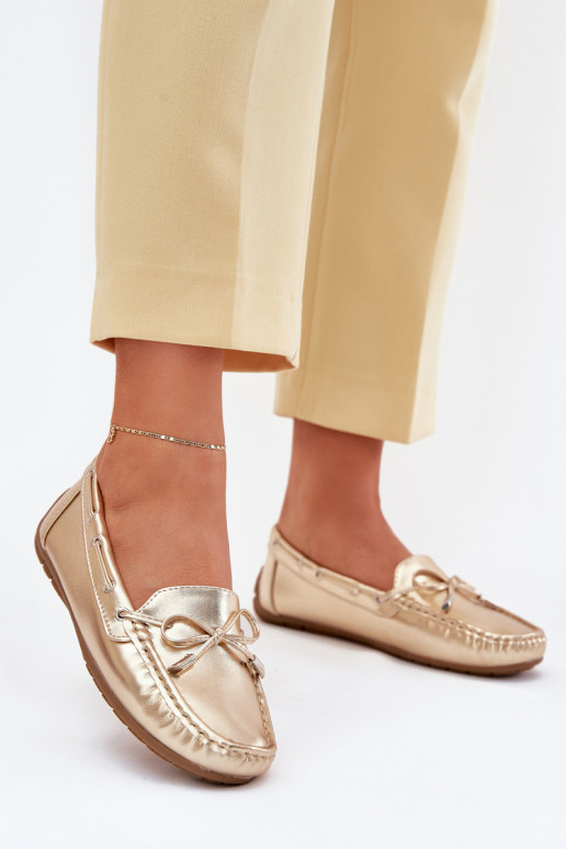 Féminin Eko Peau Mocassins couleur dorée Si Passione Féminin Eko Peau Mocassins couleur dorée Si Passione