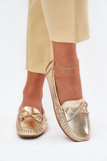 Féminin Eko Peau Mocassins couleur dorée Si Passione 2