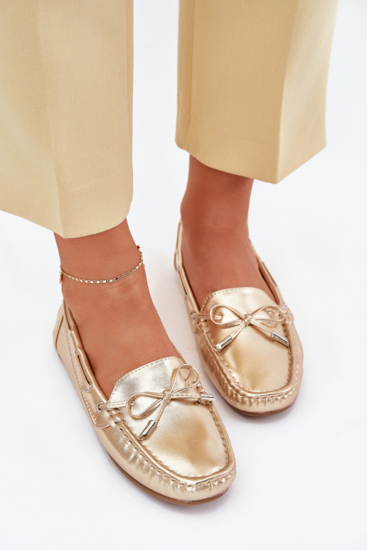 Féminin Eko Peau Mocassins couleur dorée Si Passione Féminin Eko Peau Mocassins couleur dorée Si Passione