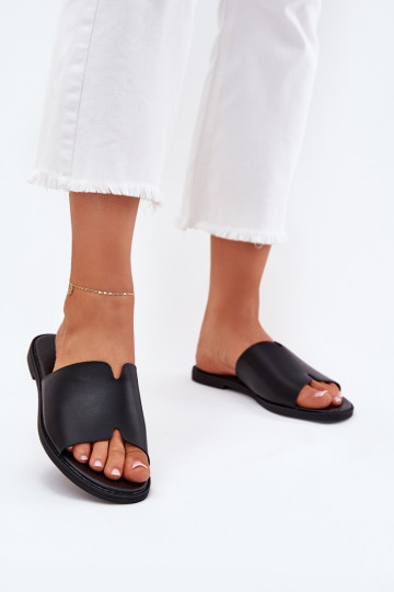 Mules en simili cuir pour femmes à talons larges Kalimira noires 2
