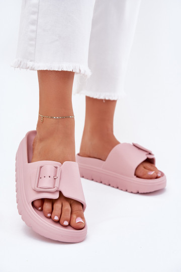 Pantoufles pour femmes Pantoufles légères avec une plateforme avec boucles couleur rose Viasara
