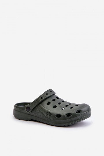 Chaussons pour hommes de couleur kaki "Do Ogrodu Basen"