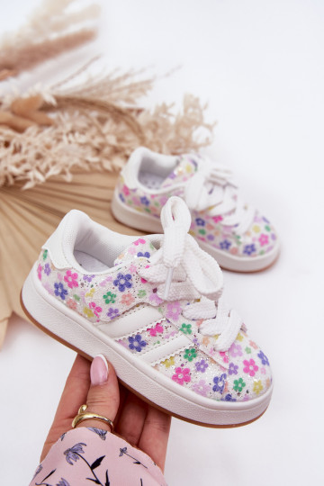 Chaussures de sport brillantes Puéril En fleurs couleur blanche Tessina