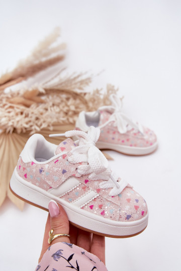 Baskets de sport brillantes pour enfants avec des cœurs roses Tessina