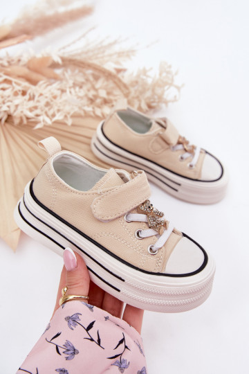 Puéril chaussures décontractées Ze Złotą Przypinką Nounours beige Solena