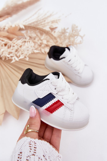 Baskets pour enfants modèle "Sneakers" avec semelles scintillantes, couleur blanc-noir "Arielle"
