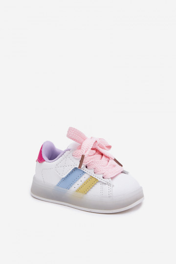 Baskets pour enfants modèle "Sneakers" avec semelles scintillantes, couleur blanc-rose "Arielle" 2