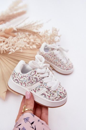 Baskets pour enfants à thème licorne, couleur blanche "Ilana"