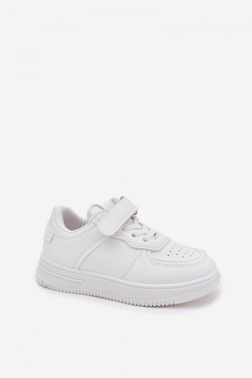 chaussures Baskets pour enfants en cuir écologique couleur blanche Liora 2