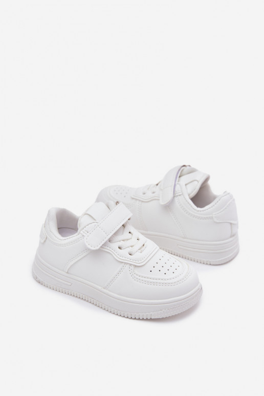 chaussures Baskets pour enfants en cuir écologique couleur blanche Liora