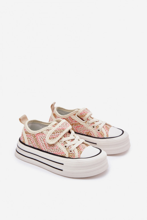 Puéril chaussures décontractées avec attaches adhésives couleur rose Zelina