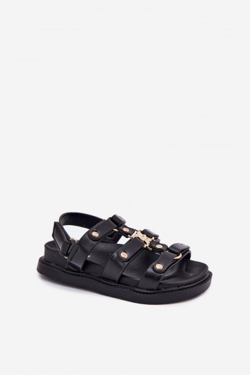 Sandales pour enfants avec détails dorés, couleur noire "Lunessa" 2