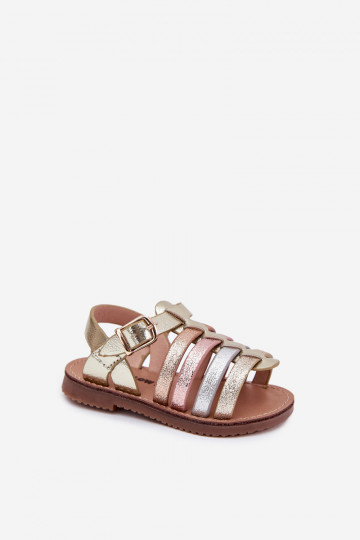 Sandales pour enfants en cuir synthétique couleur or "Tai tuririana" 2